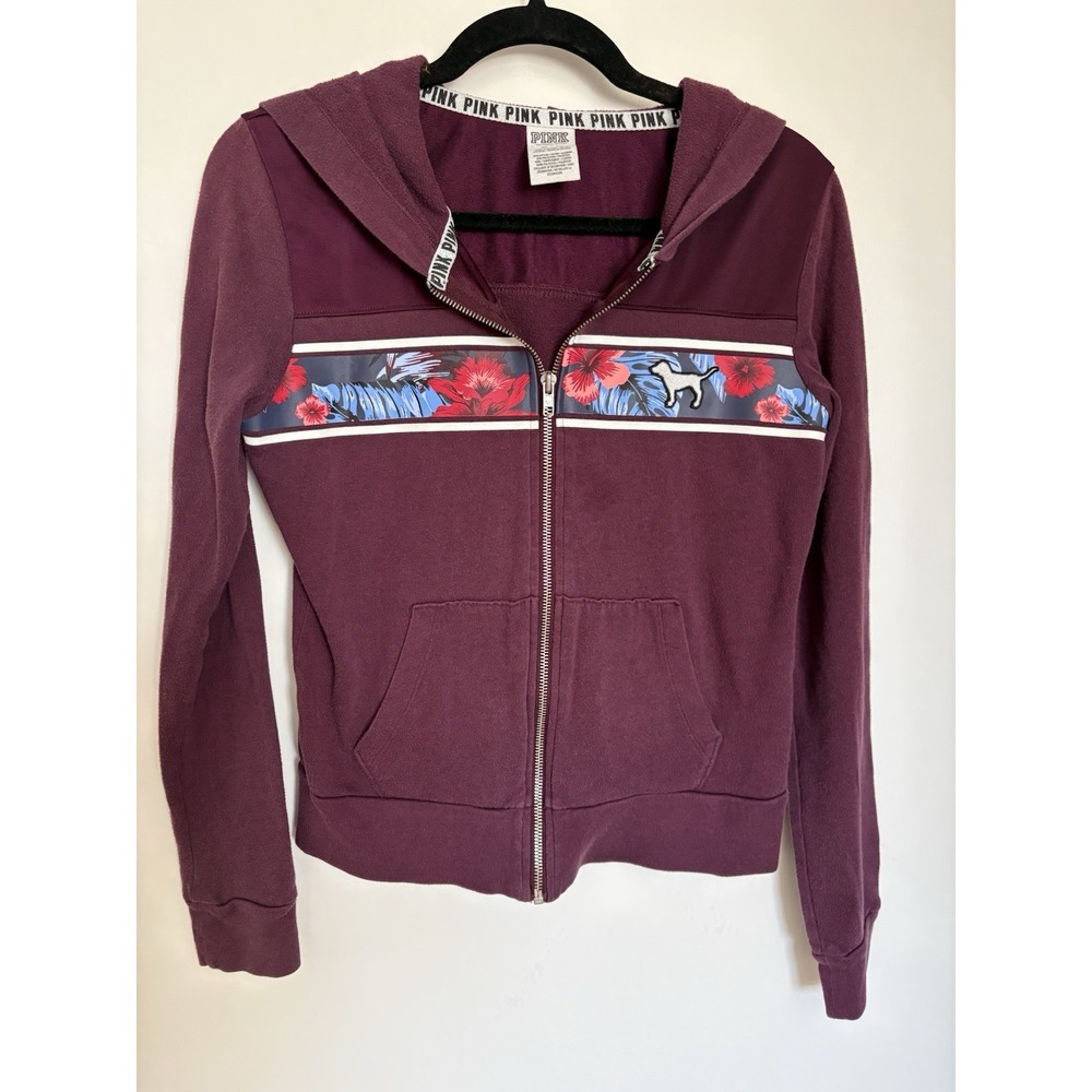Victoria's Secret Pink Y2K Full-Zip Sweatshirt Hooded Jacket Purple Dog Logo XS